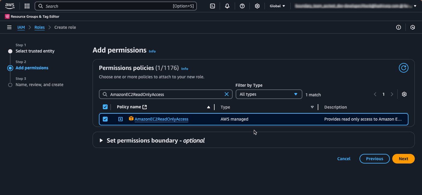 New role permissions policy