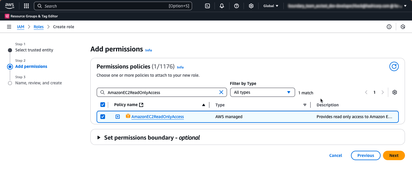 New role permissions policy