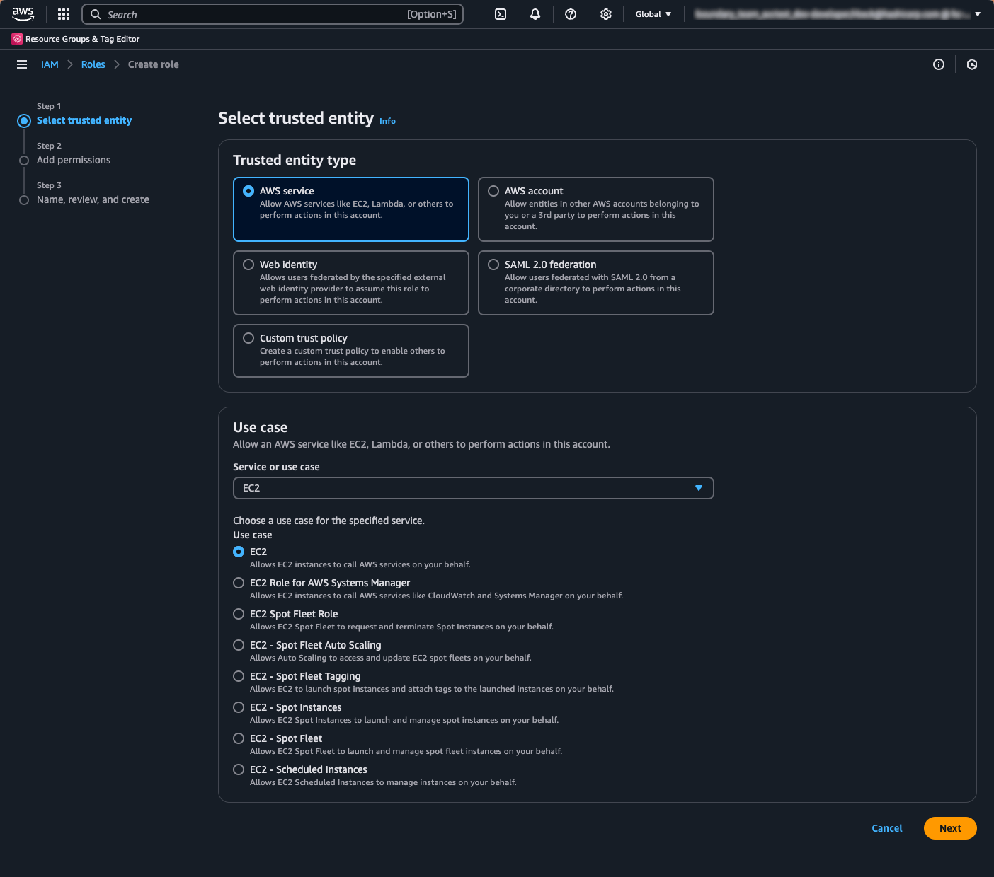 New role trused entity type