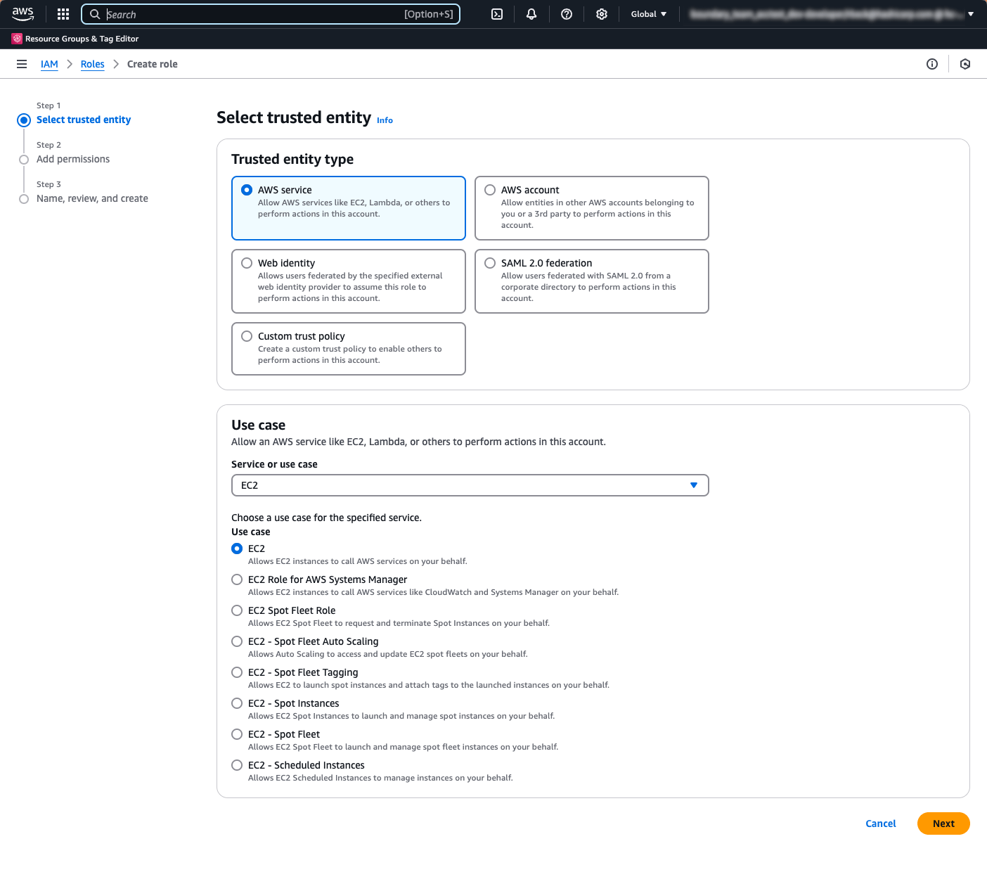 New role trused entity type
