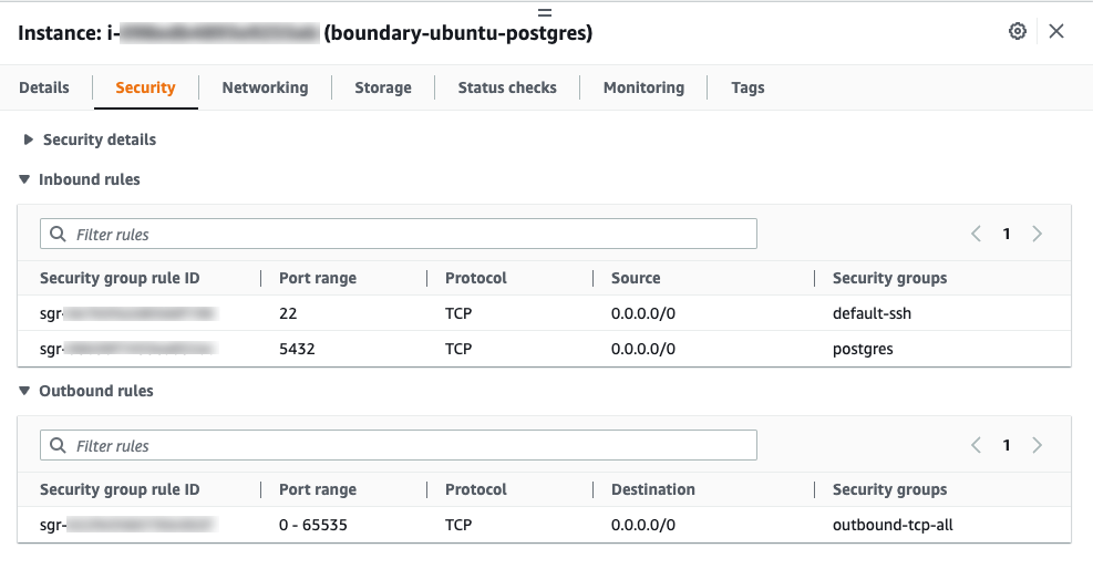 AWS Postgres Security Group