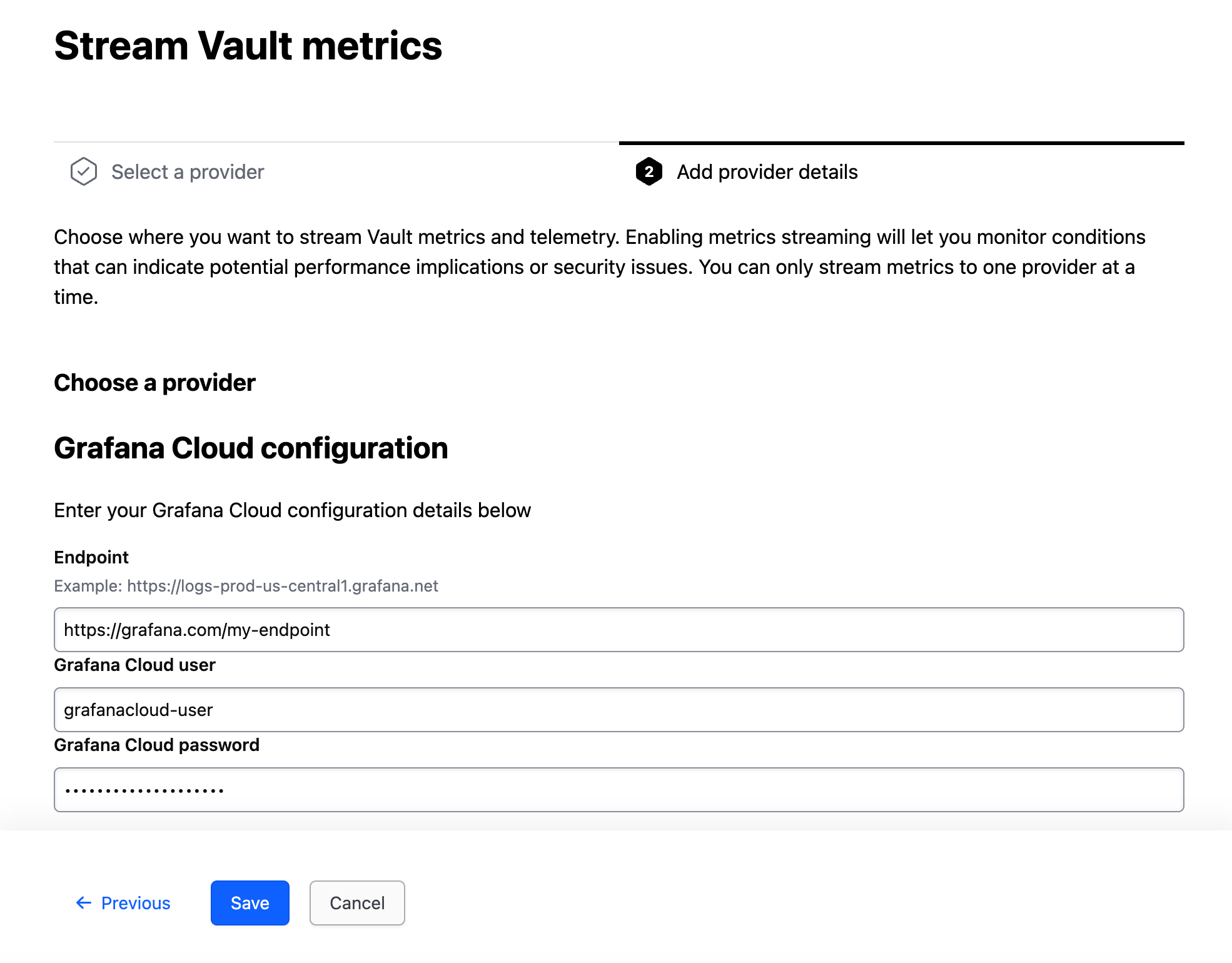 Configure Grafana provider