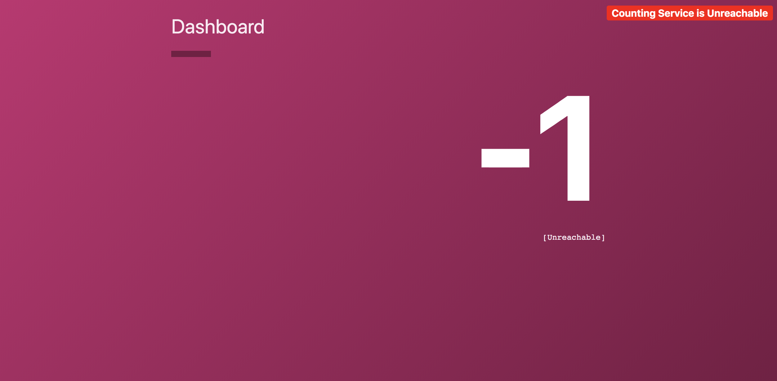 Dashboard UI Connection Error