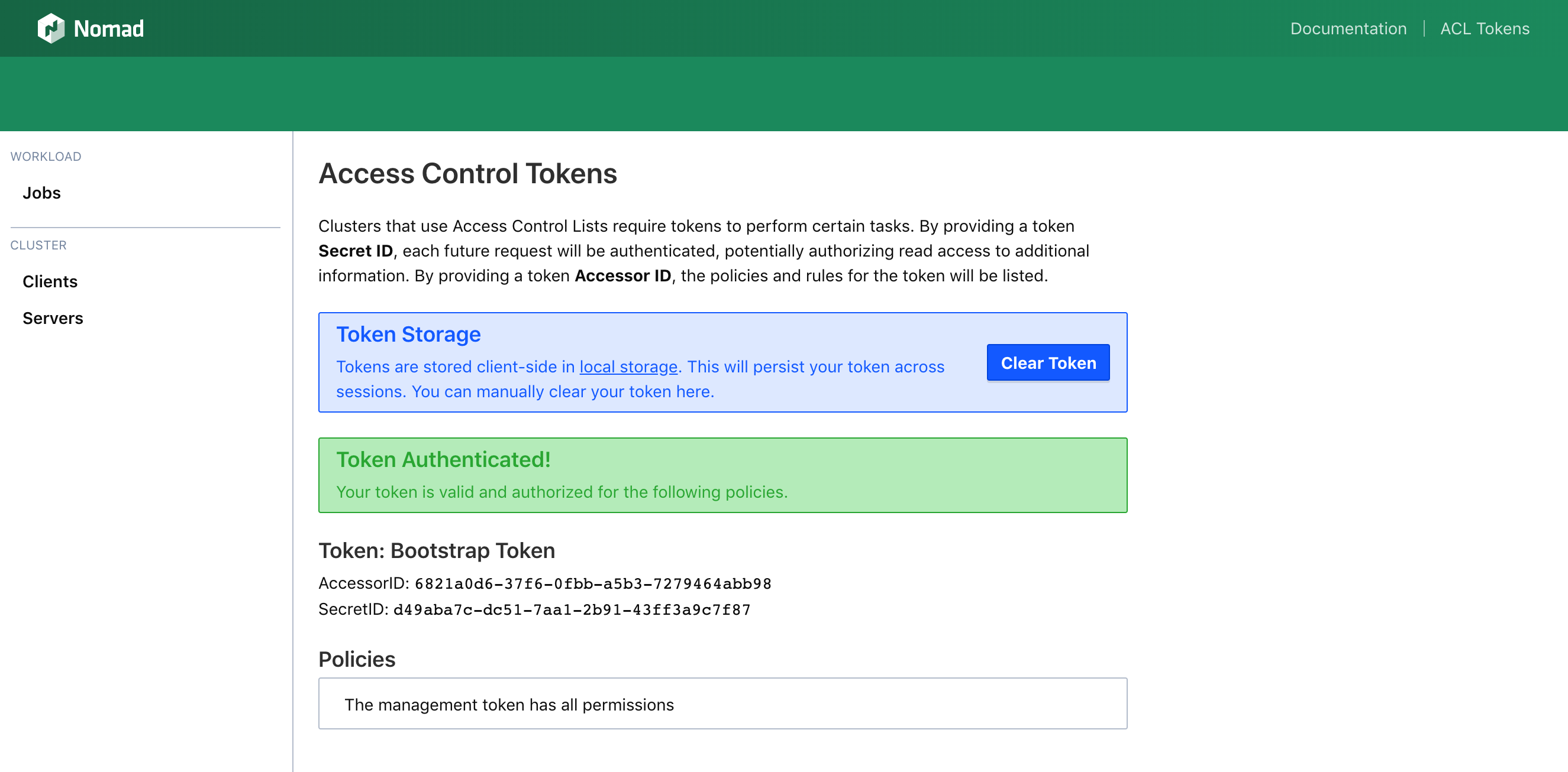ACL token set