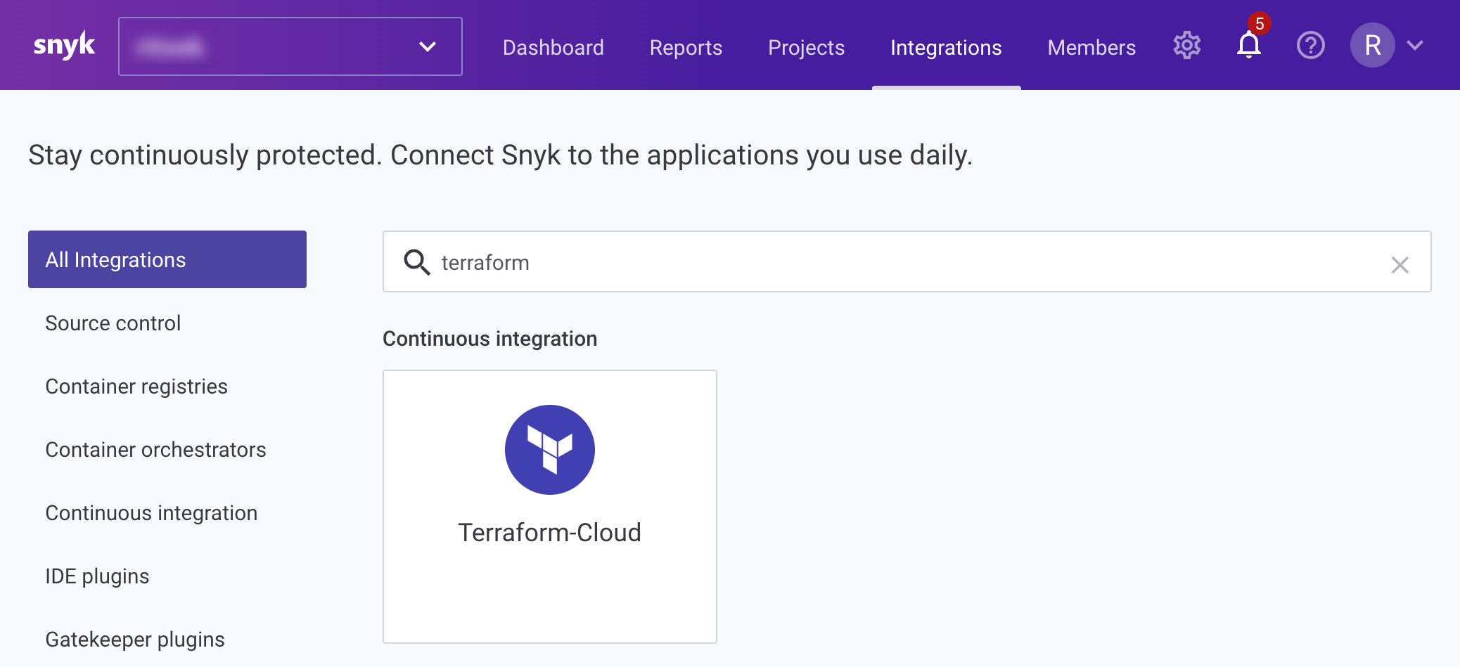 Select HCP Terraform Snyk integration