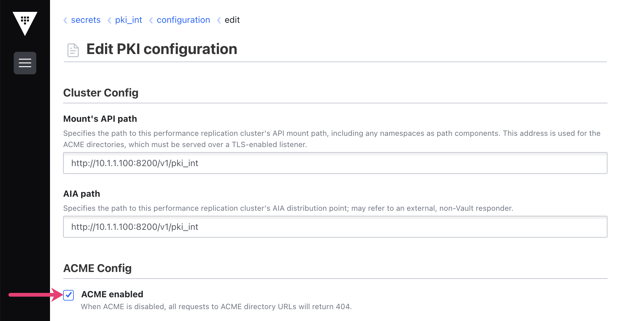 PKI int enable ACME