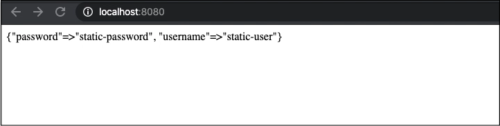 Web application showing username and password secret