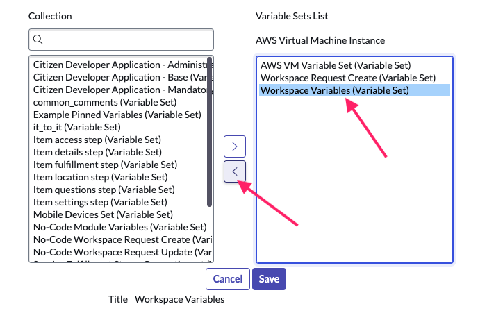 Screenshot of the ServiceNow Catalog Item – new variables Screenshot: ServiceNow Remove Example Variables