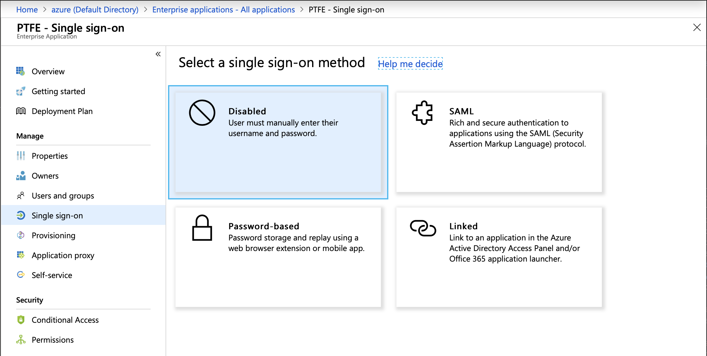 Screenshot: the first page of AAD's new app configuration workflow, called "General Settings"