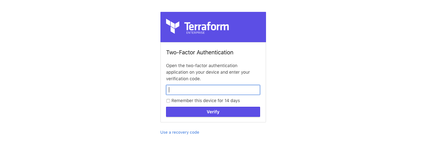 The two-factor authentication login page