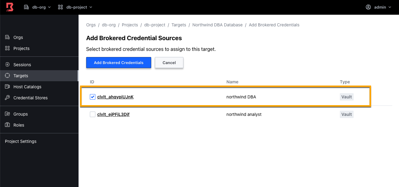 Select Credential Source