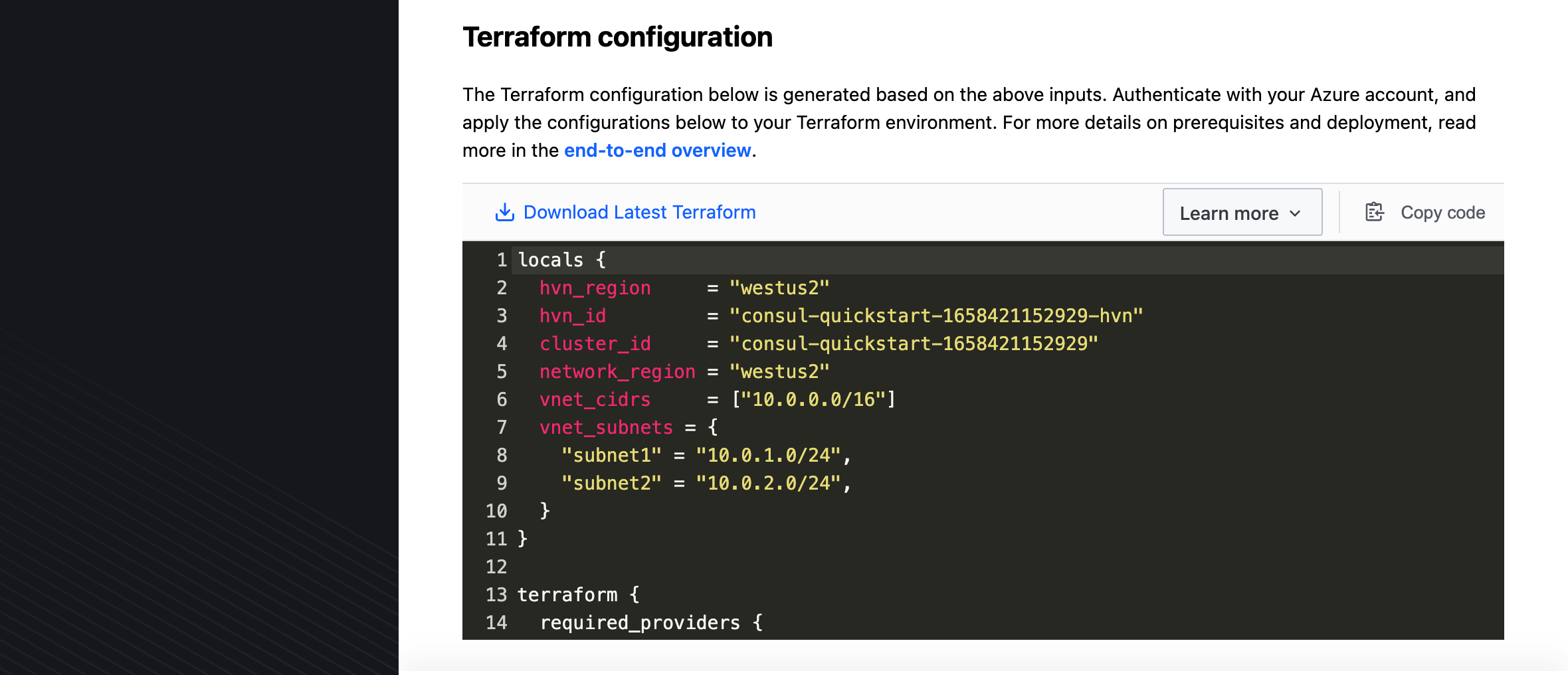 HCP UI Consul - Deploy with Terraform - Download TF code for
AKS