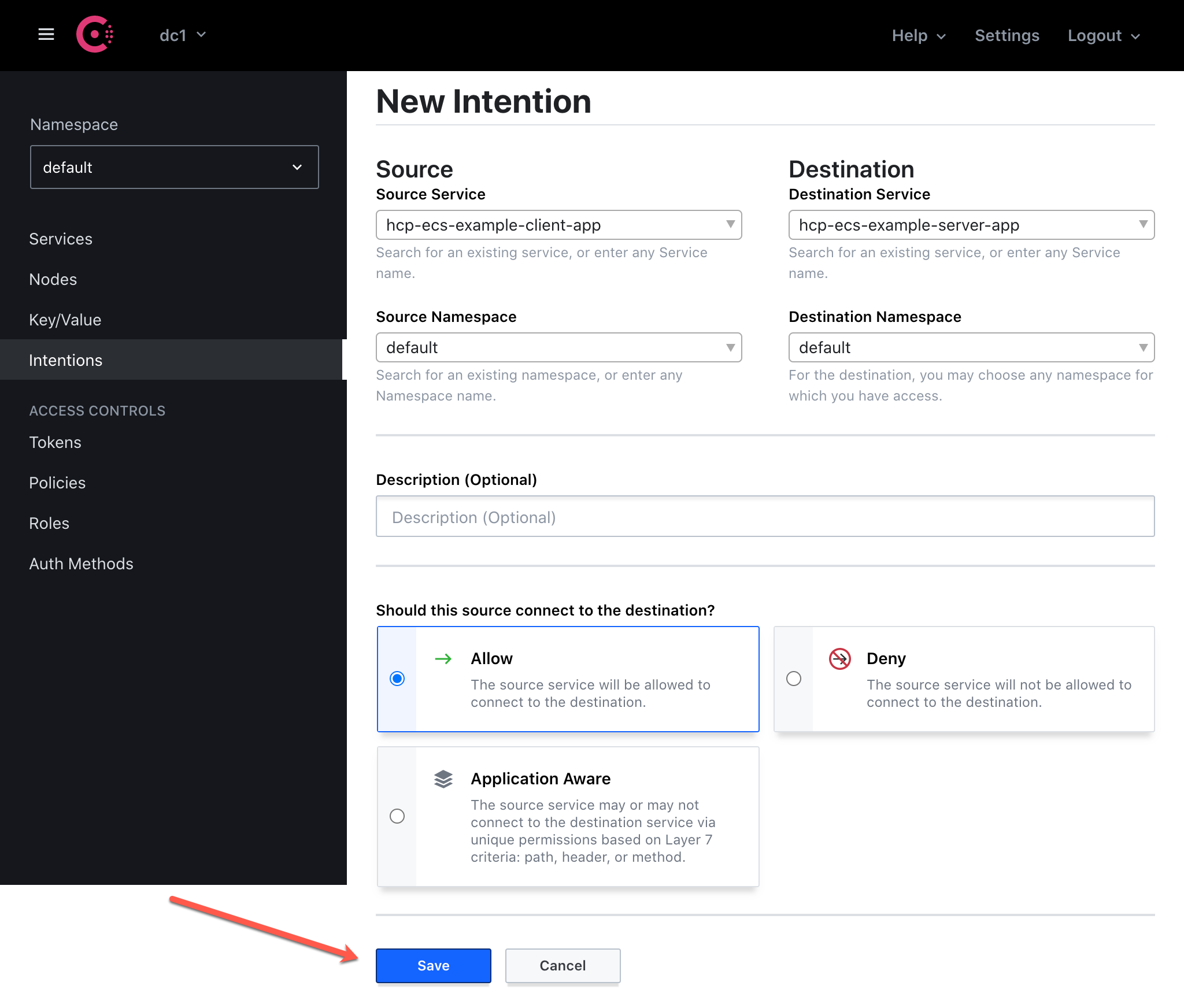 Consul UI - Intentions Details Page