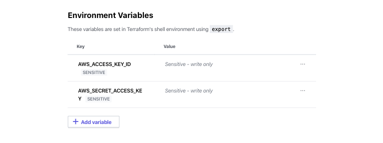 Assign AWS Credentials as Terraform Cloud workspace environment variables.