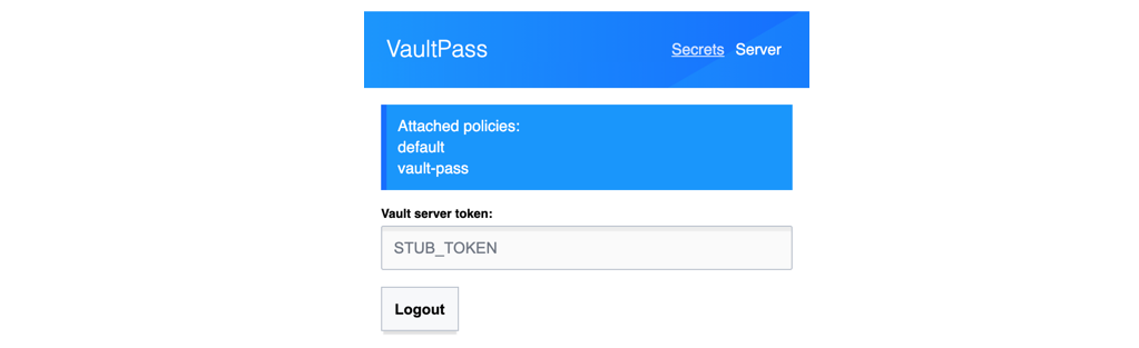Chrome extension VaultPass logged in with stub value