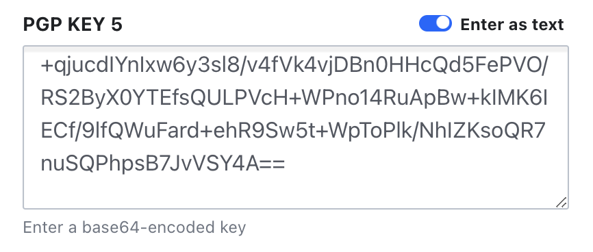 Screen shot showing pasted base64 public key in Vault UI
