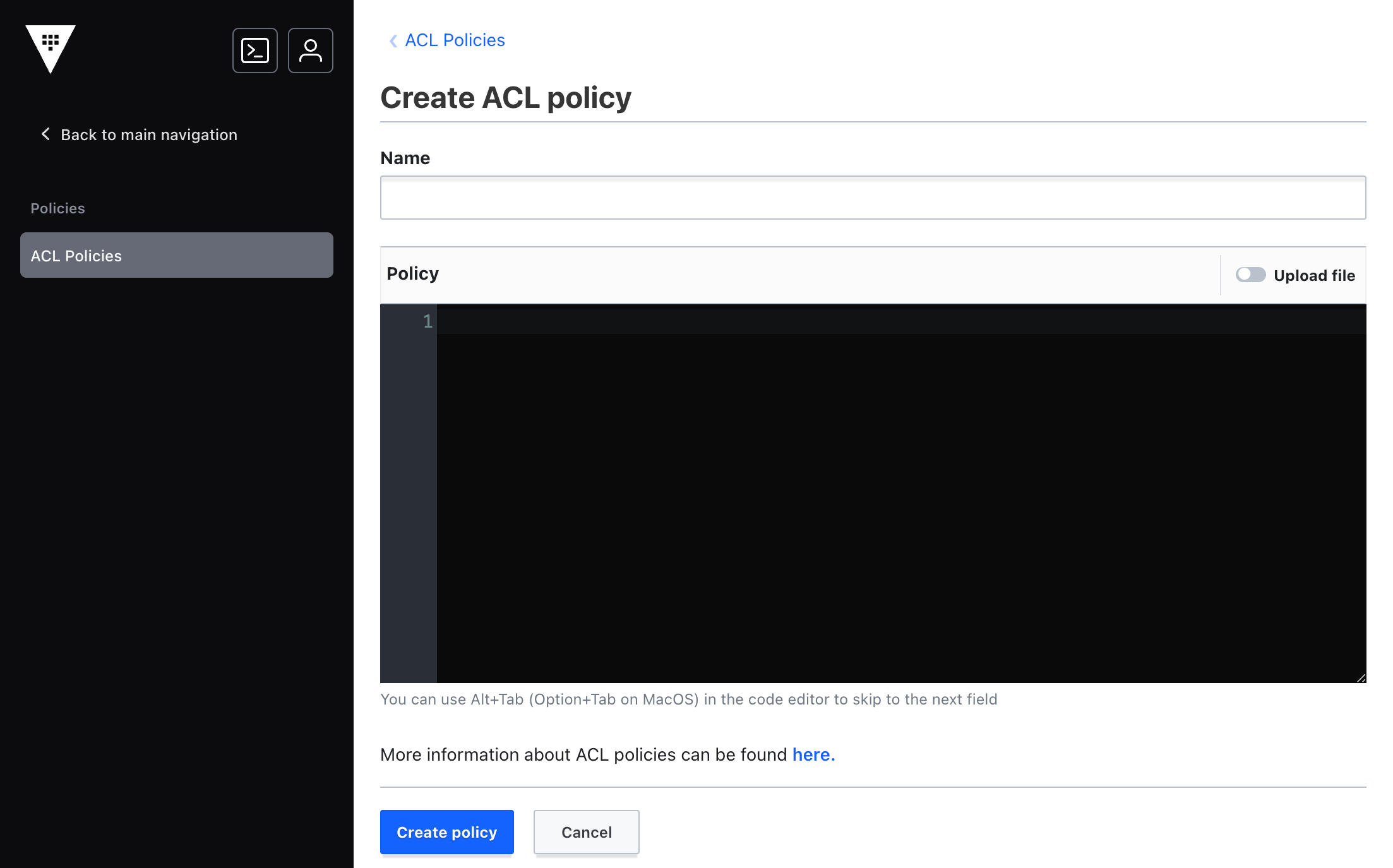 create policy view
